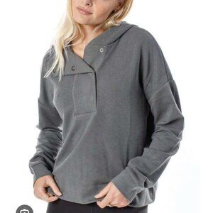 Vuori Bayview Thermal Hoodie Shale Gray Waffle Knit Crop Women's Size Small S